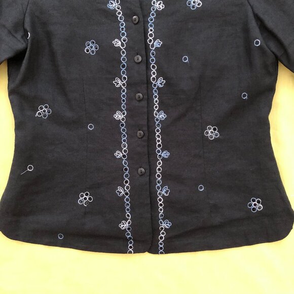 Linen Ink Blue Embellished Suit Shirt - Picture 8 of 13